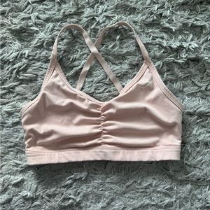 blush pink gym shark sports bra